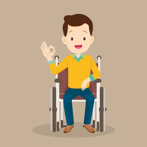 Stock vector Young Man is sitting in a wheelchair.male patient in wheelchair