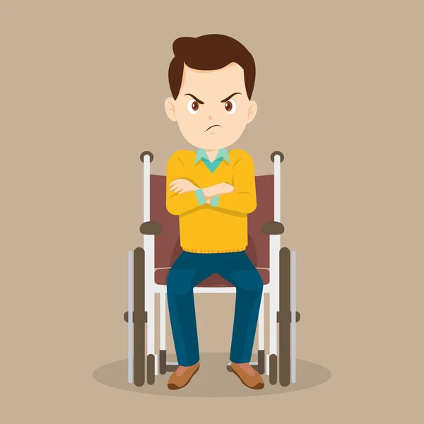 Νεαρός Κάθεται Αναπηρική Καρέκλα Άνδρας Ασθενής Αναπηρική Καρέκλα — Διανυσματικό Αρχείο