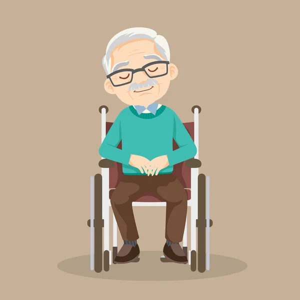 Äldre Gubbe Sitter Rullstol Senior Manlig Patient Rullstol — Stock vektor