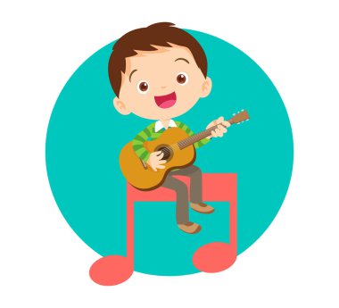 Müzik çocuklar. Müzik okulu konsepti oynayın. Müzik enstrümanları olan çizgi film çocukları ve çocukları. Müzik çalan sevimli çocuk müzisyenler.