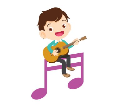 Müzik çocuklar. Müzik okulu konsepti oynayın. Müzik enstrümanları olan çizgi film çocukları ve çocukları. Müzik çalan sevimli çocuk müzisyenler.