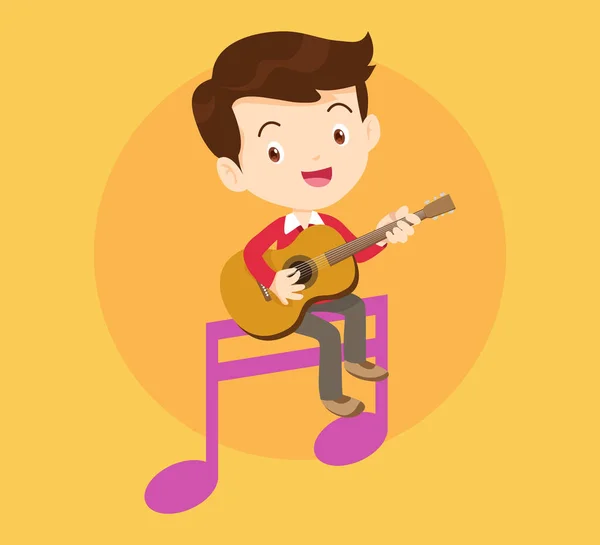 Music Kids Play Music Concept Music School Cartoon Dancing Kids — Stock Vector