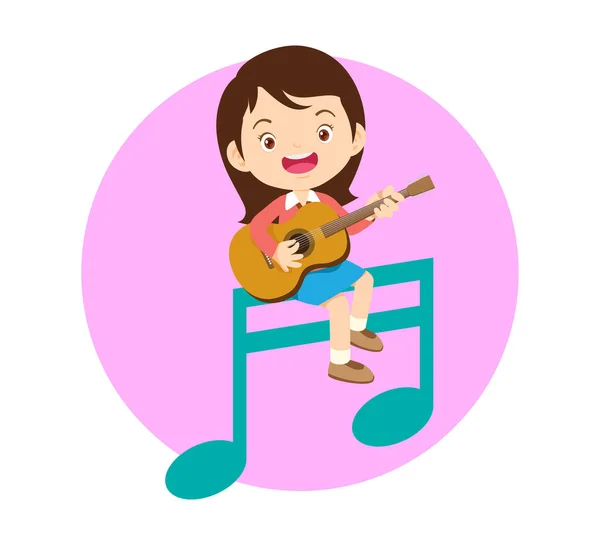 Играть Музыкальную Концепцию Музыкальной Школе Карикатурные Танцы Детей Детей Музыкальными — стоковый вектор