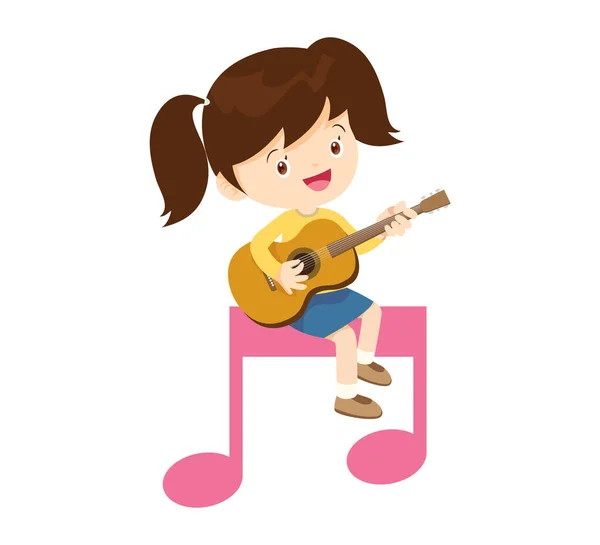 Muziek Kinderen Speel Muziek Concept Van Muziekschool Tekenfilm Dansende Kinderen — Stockvector