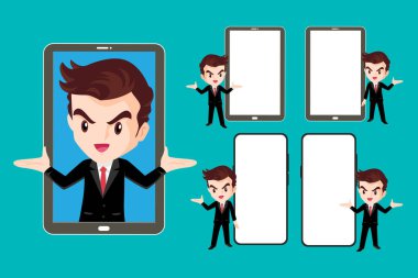 İş adamı akıllı telefonlu sunumu gösterdi