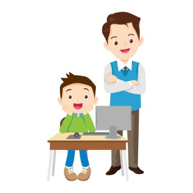 Mutlu öğretmen ve öğrenci öğrenme bilgisayarı 2