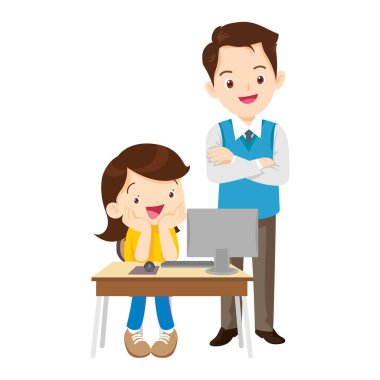 Mutlu öğretmen ve öğrenci öğrenme bilgisayarı 2