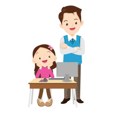 Mutlu öğretmen ve öğrenci öğrenme bilgisayarı 2