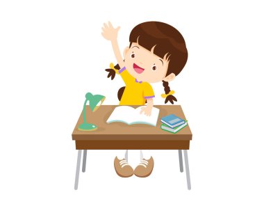 Öğrenci masa başında oturuyor ve ödev için çalışıyor