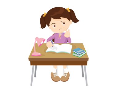 Öğrenci masa başında oturuyor ve ödev için çalışıyor