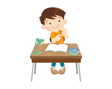 Öğrenci masa başında oturuyor ve ödev için çalışıyor