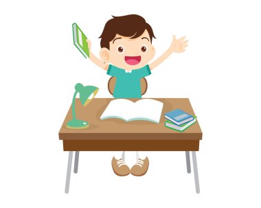 Öğrenci masa başında oturuyor ve ödev için çalışıyor