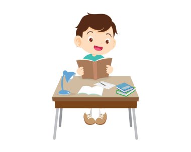 Öğrenci masa başında oturuyor ve ödev için çalışıyor