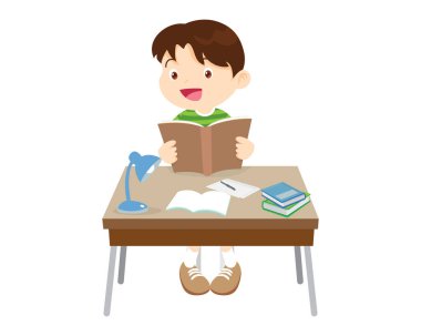 Öğrenci masa başında oturuyor ve ödev için çalışıyor