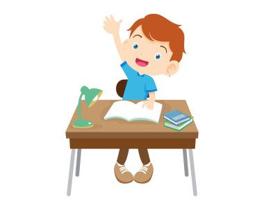 Öğrenci masa başında oturuyor ve ödev için çalışıyor