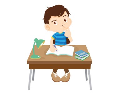 Öğrenci masa başında oturuyor ve ödev için çalışıyor