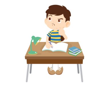 Öğrenci masa başında oturuyor ve ödev için çalışıyor