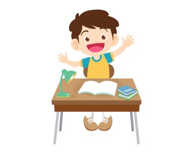 Öğrenci masa başında oturuyor ve ödev için çalışıyor