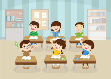 sınıftaki öğrenciler ve öğretmenler eğitim kavramını öğreniyorlar