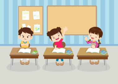 sınıftaki öğrenciler ve öğretmenler eğitim kavramını öğreniyorlar