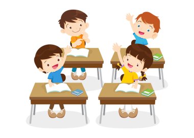 sınıftaki öğrenciler ve öğretmenler eğitim kavramını öğreniyorlar