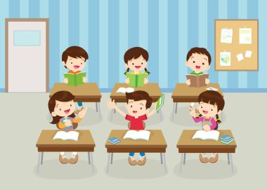 sınıftaki öğrenciler ve öğretmenler eğitim kavramını öğreniyorlar