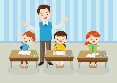 sınıftaki öğrenciler ve öğretmenler eğitim kavramını öğreniyorlar