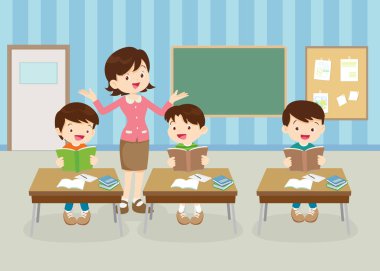 sınıftaki öğrenciler ve öğretmenler eğitim kavramını öğreniyorlar