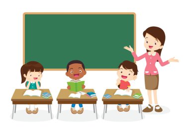 sınıftaki öğrenciler ve öğretmenler eğitim kavramını öğreniyorlar
