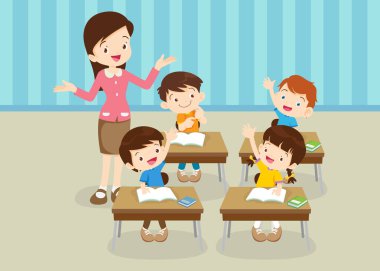 sınıftaki öğrenciler ve öğretmenler eğitim kavramını öğreniyorlar