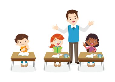 sınıftaki öğrenciler ve öğretmenler eğitim kavramını öğreniyorlar