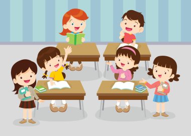 sınıftaki öğrenciler ve öğretmenler eğitim kavramını öğreniyorlar