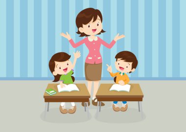 sınıftaki öğrenciler ve öğretmenler eğitim kavramını öğreniyorlar