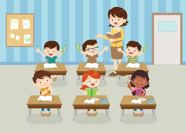 sınıftaki öğrenciler ve öğretmenler eğitim kavramını öğreniyorlar