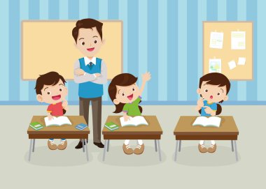 sınıftaki öğrenciler ve öğretmenler eğitim kavramını öğreniyorlar