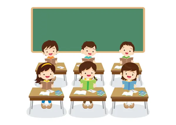 Школьников Преподавателей Классе Детей Изучающих Концепцию Образования Стоковый вектор