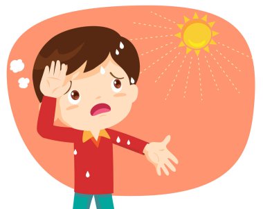 Yazın sıcağından susamış çocuk. Sıcak havadan çok susamış.