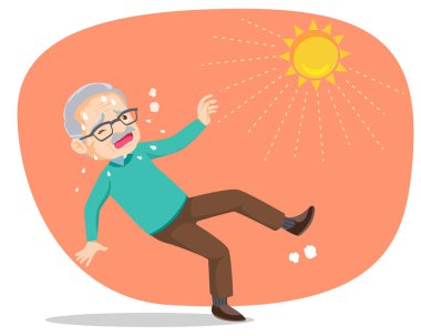 Yazın sıcağından susamış yaşlı bir adam. Yaşlı adam sıcak hava yüzünden çok susamış.