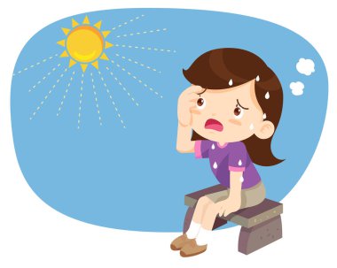 Yazın sıcağından susamış bir kız. Çocuklar sıcak havadan çok susar.