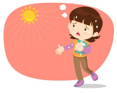 Yazın sıcağından susamış bir kız. Çocuklar sıcak havadan çok susar.