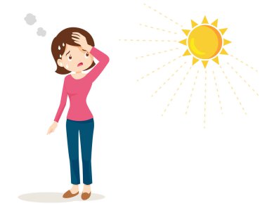 Yaz sıcağından susamış bir kadın. Sıcak hava yüzünden çok susamış.