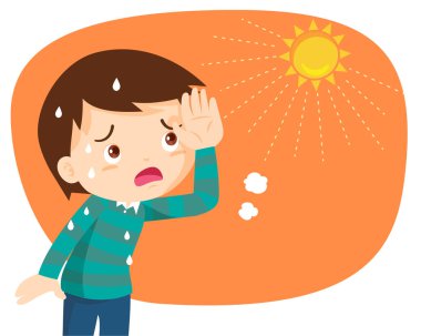 Yazın sıcağından susamış çocuk. Sıcak havadan çok susamış.