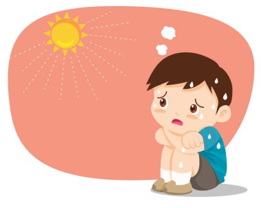 Yazın sıcağından susamış çocuk. Sıcak havadan çok susamış.