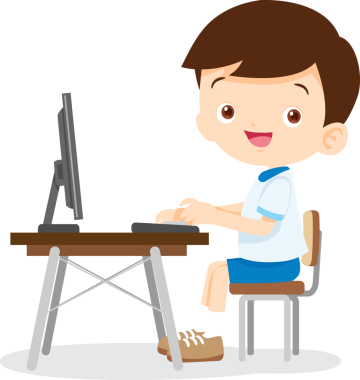 Okula, mutlu öğrencilere bilgisayar okuma konsepti öğretiyorum.