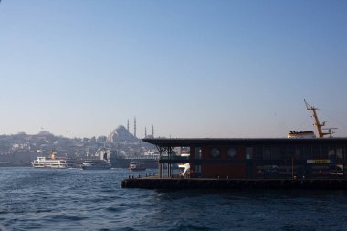 istanbul, turkey view of the bosphorus strait of the port of the city