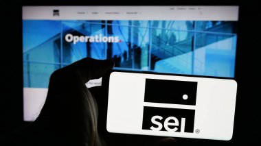 Stuttgart, Almanya - 10-16-2024: Amerikan SEI Yatırım Şirketi logosu olan cep telefonu web sayfası önünde ekranda. Telefon ekranına odaklan.