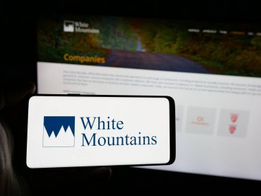 Stuttgart, Almanya - 03-09-2025: Beyaz Dağlar Sigorta Grubu Ltd. şirketinin logosuna sahip kişi web sitesinin önünde ekranda. Telefon ekranına odaklan.