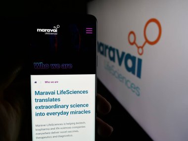 Stuttgart, Almanya - 08-22-2025: Maravai Lifesciences Holding Inc. şirketinin web sayfası logo önünde ekranda. Telefon ekranının merkezine odaklan.