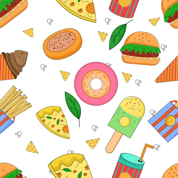 stock vector fast food seamless pattern backround