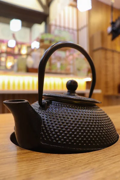 Japanese Teapot Some Dot Pattern Carving Made Iron Metal More — Stock Photo, Image